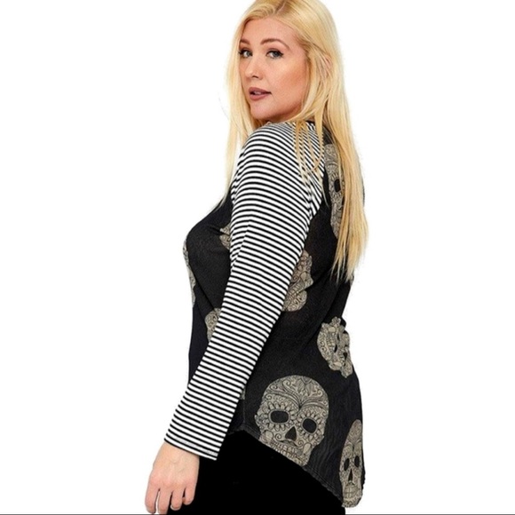 Black and Taupe Plus Size Sugar Skull Tops - Picture 3 of 5